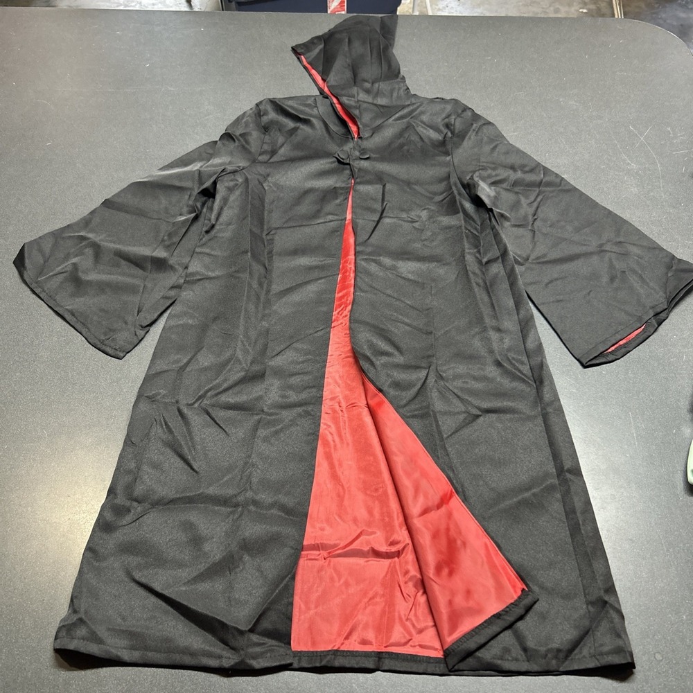 Hooded Cloak Adult XL Red Black 2 Color Lined Long Sleeve Anime' Robe Cape